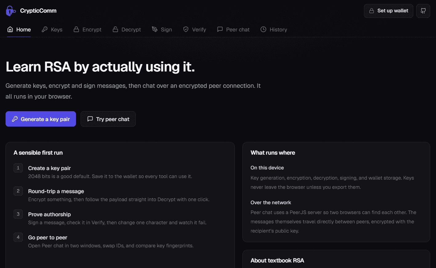 Screenshot of CrypticComm