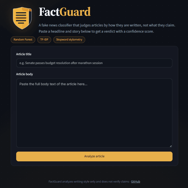 Screenshot of FactGuard